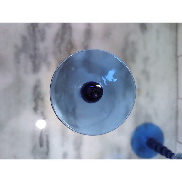 Libbey Metropolis Cobalt Blue Margarita Glasses, Set Of 2, Ball Stem Glassware - Picture 7 of 9